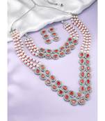 Women's crystal cz & beads studded short & long necklace earrings