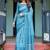 Blue women floral zari  linen saree