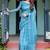 Blue women floral zari  linen saree