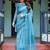 Blue women floral zari  linen saree