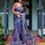 Purple floral printed  linen saree