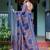 Purple floral printed  linen saree