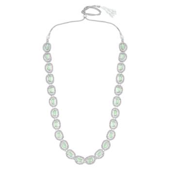 Cubic zirconia & mint crystal studded long necklace earrings 2