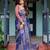 Purple floral printed  linen saree