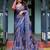 Purple floral printed  linen saree