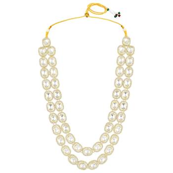 Cubic zirconia & crystal studded necklace earrings maangtikka jewelry 2