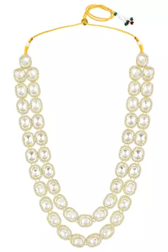 Cubic zirconia & crystal studded necklace earrings maangtikka jewelry