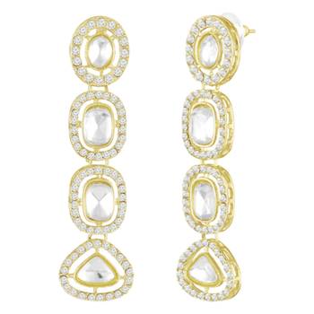 Cubic zirconia & crystal studded necklace earrings maangtikka jewelry 3