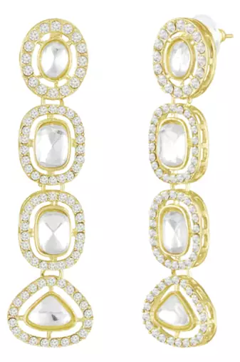 Cubic zirconia & crystal studded necklace earrings maangtikka jewelry