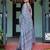 Blue floral printed zari  linen saree