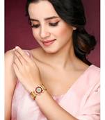 Rani pink green synthetic stone & beads studded openable bracelet ethnic jewellery gift for women