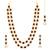 Cubic zirconia & maroon crystal studded necklace earrings maangtikka
