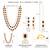 Cubic zirconia & maroon crystal studded necklace earrings maangtikka