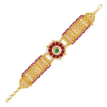 Rani pink green synthetic stone & beads studded openable bracelet ethnic jewellery gift for women 5