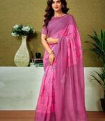 Pink paisley ready to wear tussar saree