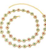Gold plated kundan & beads studded ethnic kamarbandh belly chain jewellery for women