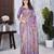Lavender floral mirror work organza saree
