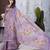 Lavender floral mirror work organza saree