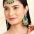 Women's kundan & beads studded green chandbali earrings with maangtikka set