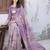 Lavender floral mirror work organza saree