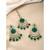 Women's kundan & beads studded green chandbali earrings with maangtikka set
