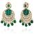 Women's kundan & beads studded green chandbali earrings with maangtikka set