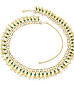 Green faux emerald & lariya studded stylish belly chain kamar band ethnic jewelry for women