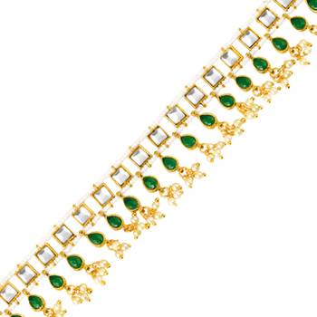 Green faux emerald & lariya studded stylish belly chain kamar band ethnic jewelry for women 2
