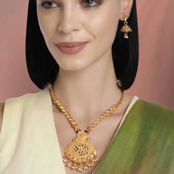 Women's indian traditional necklace earrings bharatanatyam jewelry set 1