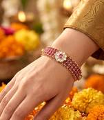 Ethnic rani pink openable bracelet for women crystal studded | festive stylish design jewellery