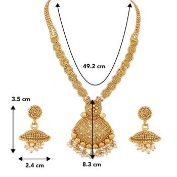 Women's indian traditional necklace earrings bharatanatyam jewelry set 4