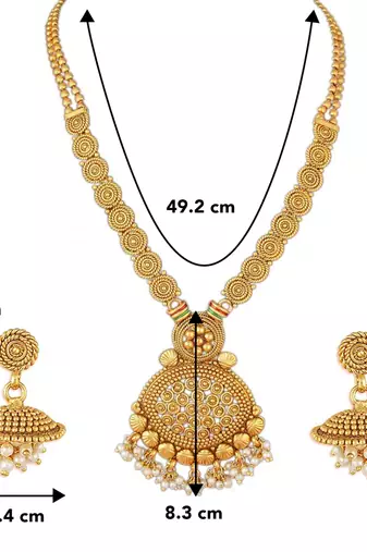 Women's indian traditional necklace earrings bharatanatyam jewelry set