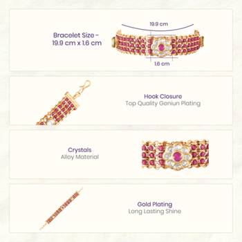Ethnic rani pink openable bracelet for women crystal studded | festive stylish design jewellery 4