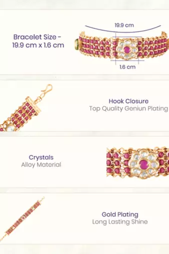 Ethnic rani pink openable bracelet for women crystal studded | festive stylish design jewellery