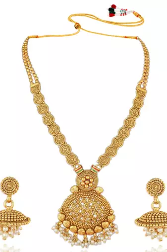 Women's indian traditional necklace earrings bharatanatyam jewelry set
