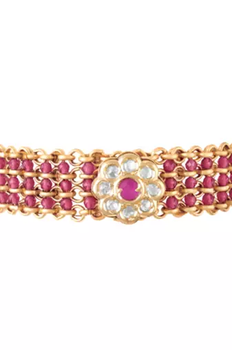Ethnic rani pink openable bracelet for women crystal studded | festive stylish design jewellery