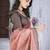 Peach floral organza saree
