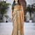 Rust floral embroidered organza saree