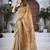 Rust floral embroidered organza saree
