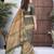 Rust floral embroidered organza saree