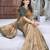 Rust floral embroidered organza saree