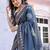 Blue floral  cotton saree