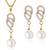 Gold plated american diamond & pearl studded pendant necklace chain
