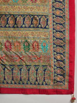 Beige woven design mukaish banarasi saree 5