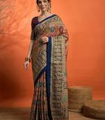 Navy blue woven design banarasi saree