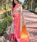 White woven design kanjeevaram saree
