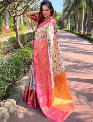White woven design kanjeevaram saree 2
