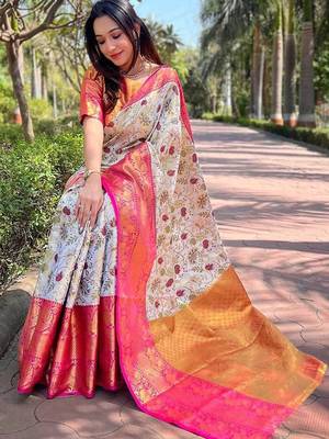 White woven design kanjeevaram saree 3