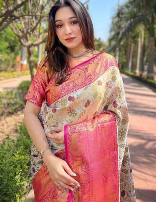 White woven design kanjeevaram saree 4