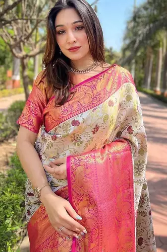 White woven design kanjeevaram saree